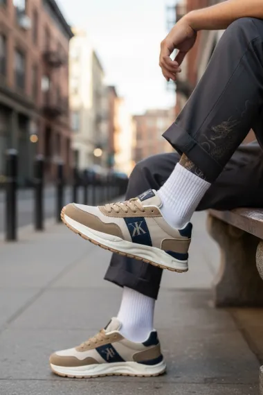 Adidasi barbati casual, bej A2571